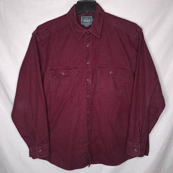 Woolrich Other - WOOLRICH Vintage 90s Men's Burgundy Button-Down Heavy Duty Work Shirt XL